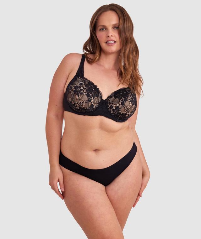 Body Bliss Full Lace Curvy Balconette Bra - Black