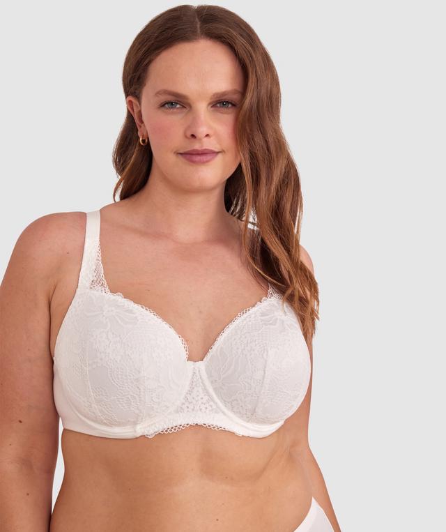 Body Bliss Full Lace Curvy Balconette Bra - Ivory