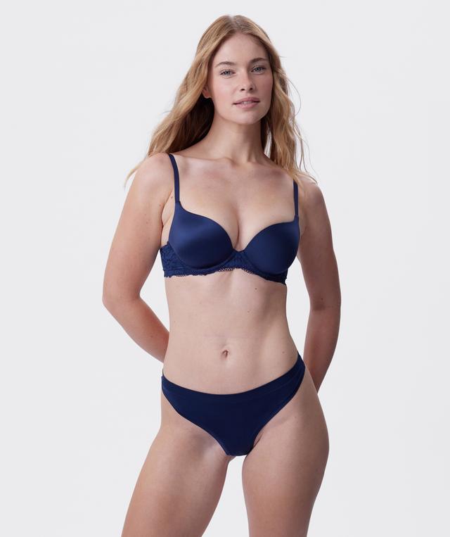 Body Bliss Lace Contour Plunge Bra - Navy
