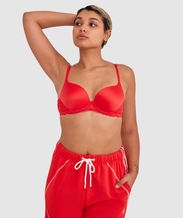 Body Bliss Lace Contour Plunge Bra - Red