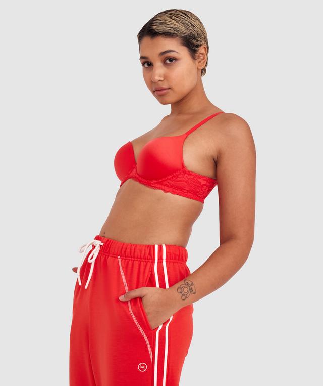 Body Bliss Lace Contour Plunge Bra - Red