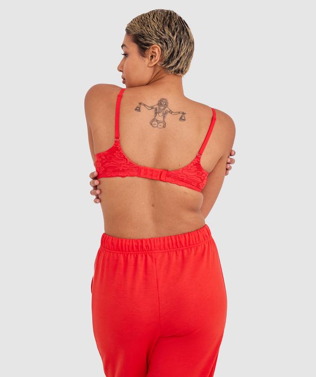 Body Bliss Lace Contour Plunge Bra - Red
