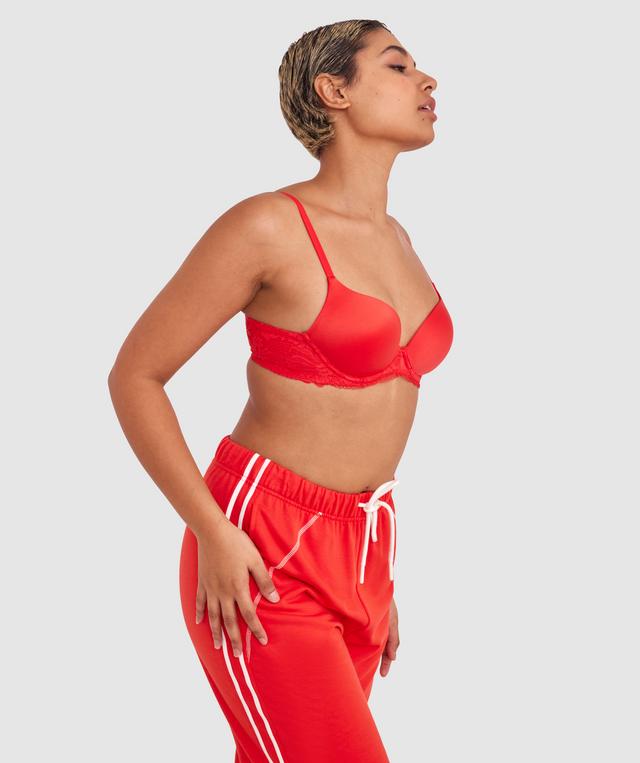 Body Bliss Lace Contour Plunge Bra - Red