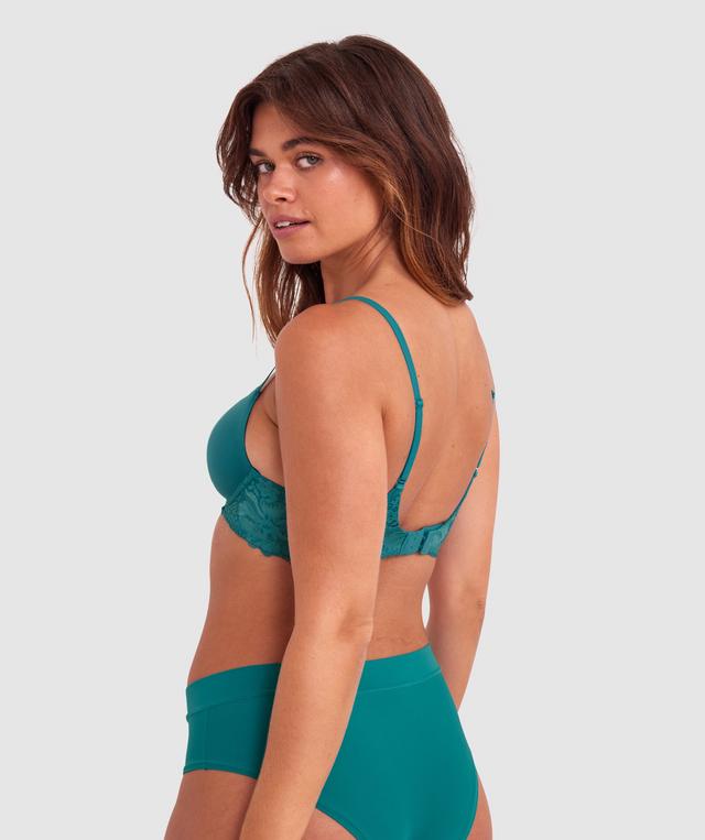 Body Bliss Lace Contour Plunge Bra - Teal