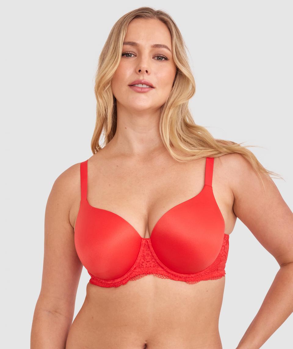Body Bliss Lace Full Cup Bra - Red