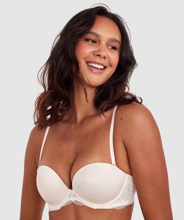 Body Bliss Lace Strapless Push Up Bra - Ivory