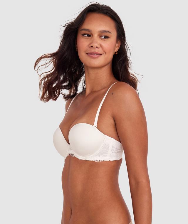 Body Bliss Lace Strapless Push Up Bra - Ivory