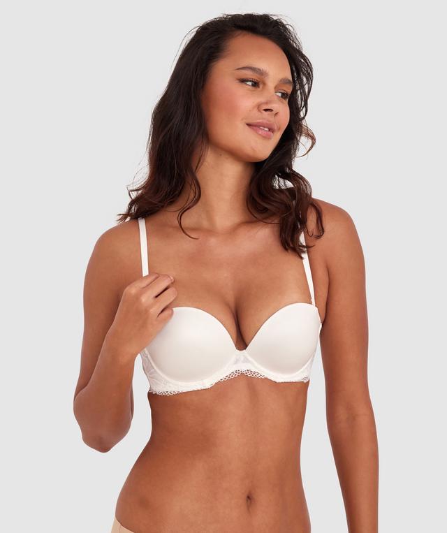 Body Bliss Lace Strapless Push Up Bra - Ivory