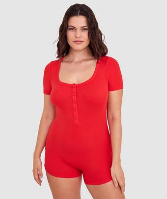 Body Bliss Romper-Light Red (Light Red)