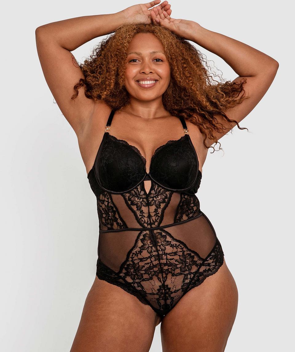 Breeze Contour Plunge Bodysuit - Black