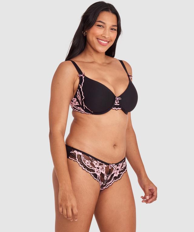 Bronte Brazilian Knicker - Black/Light Pink