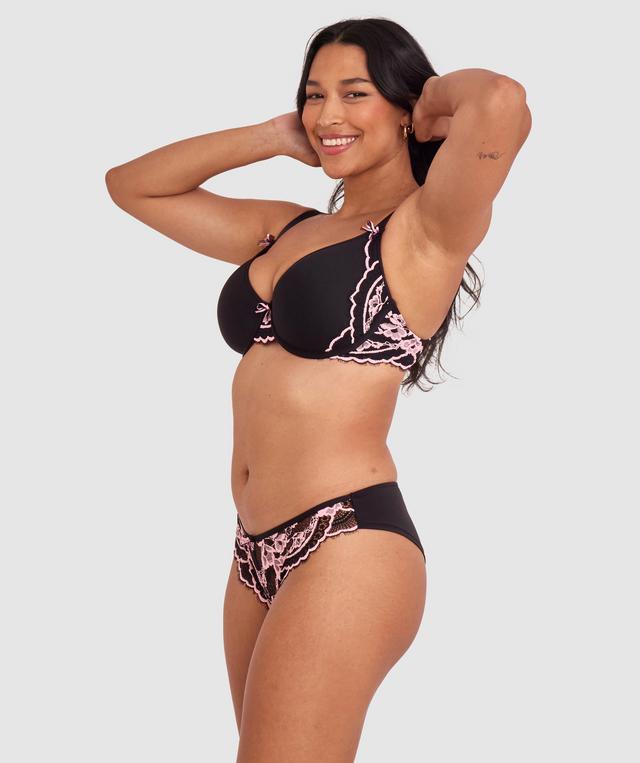 Bronte Brazilian Knicker - Black/Light Pink