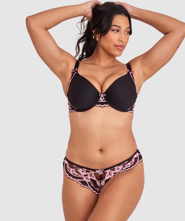 Bronte Brazilian Knicker - Black/Light Pink