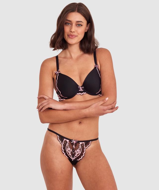 Bronte Lightly Lined Bra - Black/Light Pink