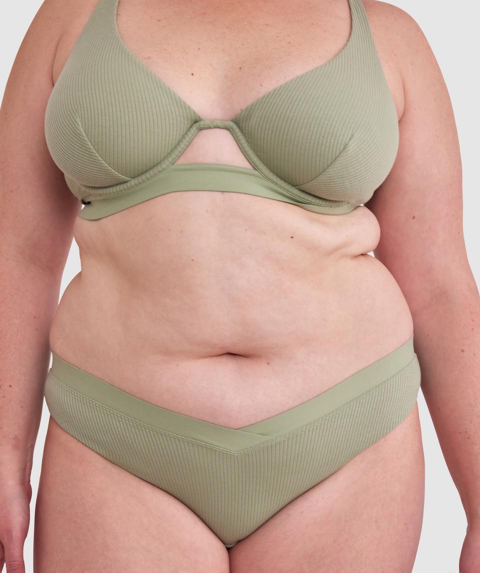 Chill High Leg Brazilian Knicker - Khaki