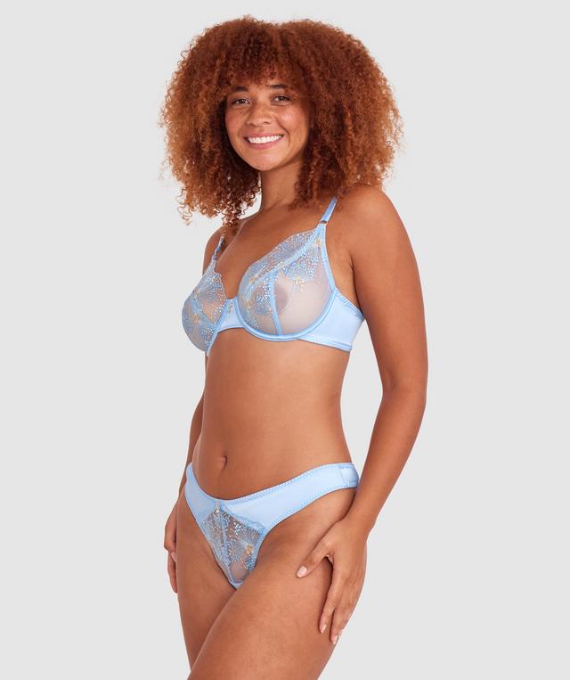 Dani High Leg G String - Light Blue