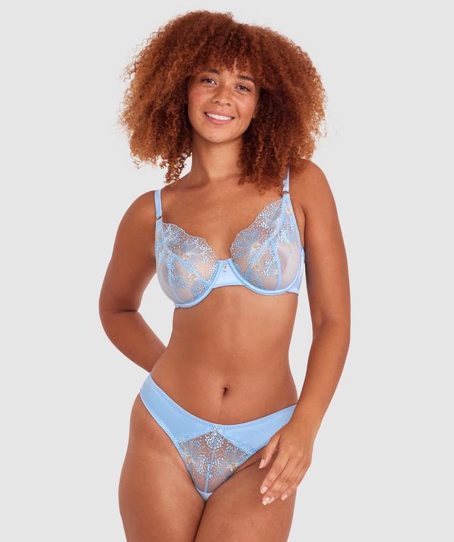 Dani High Leg G String - Light Blue