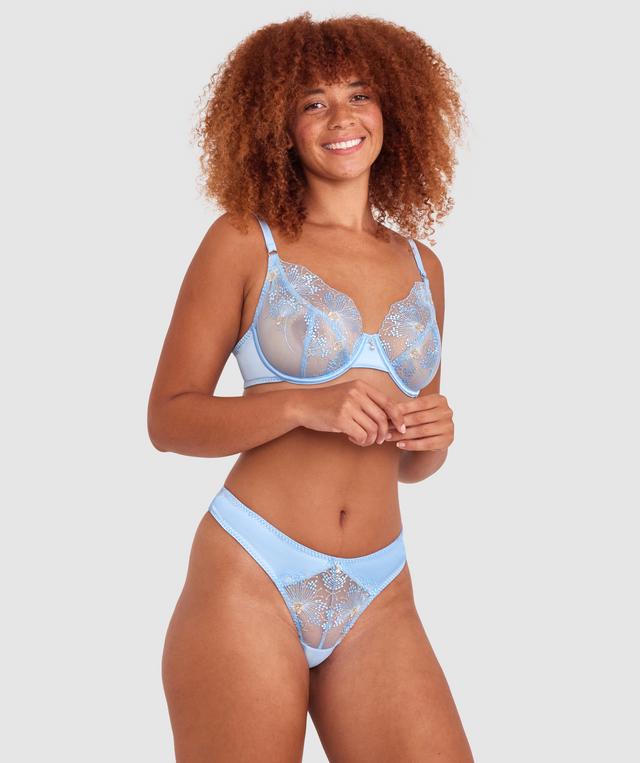 Dani High Leg G String - Light Blue