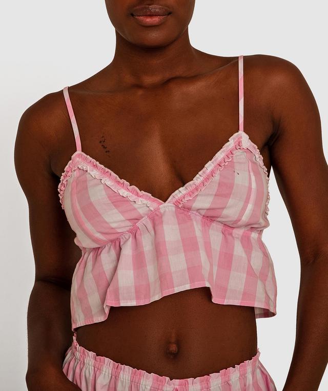 Dorothy Frill Crop Cami - Pink Check Print