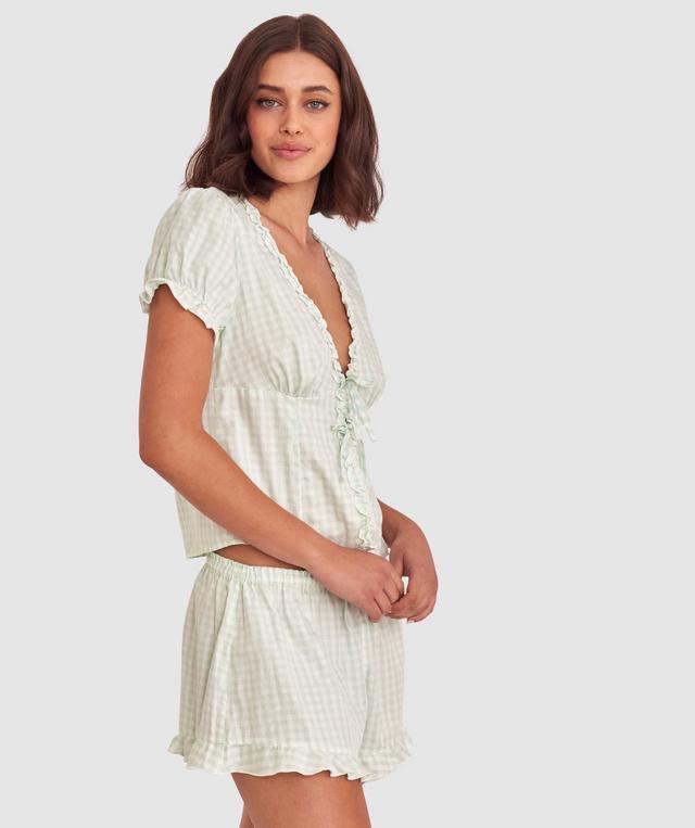 Dorothy Short Sleeve - Print Check/Light Green