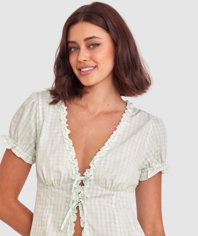 Dorothy Short Sleeve - Print Check/Light Green