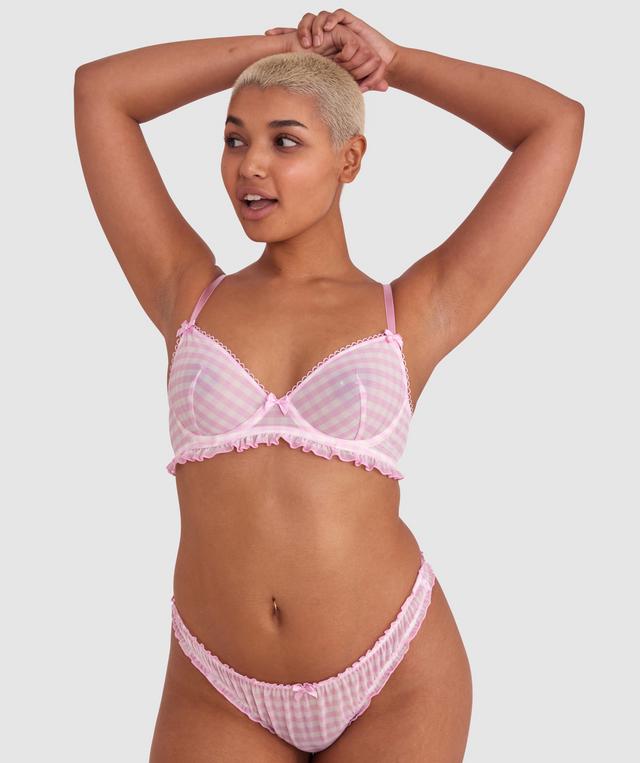 Dorothy Underwire Plunge Bra - Pink Check