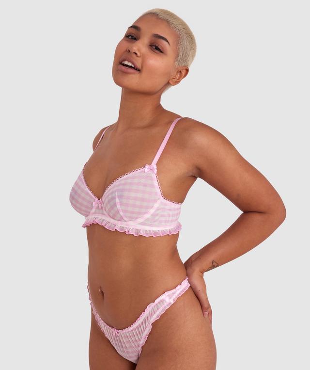 Dorothy Underwire Plunge Bra - Pink Check