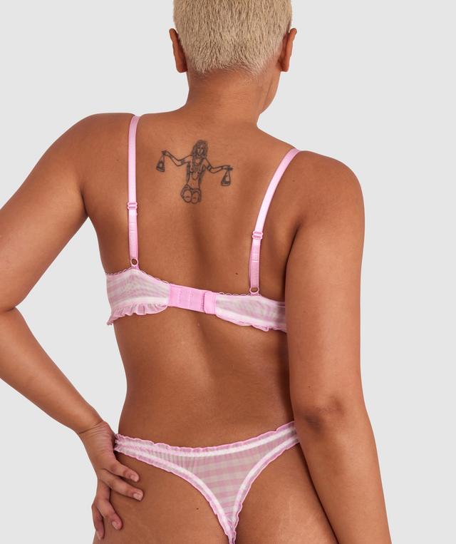 Dorothy Underwire Plunge Bra - Pink Check