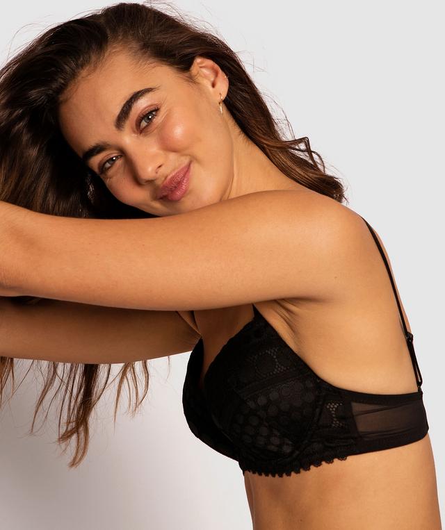 Dotty Push Up Bra - Black