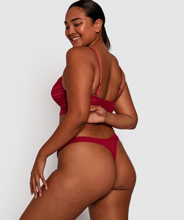 Dotty V String Knicker - Dark Red