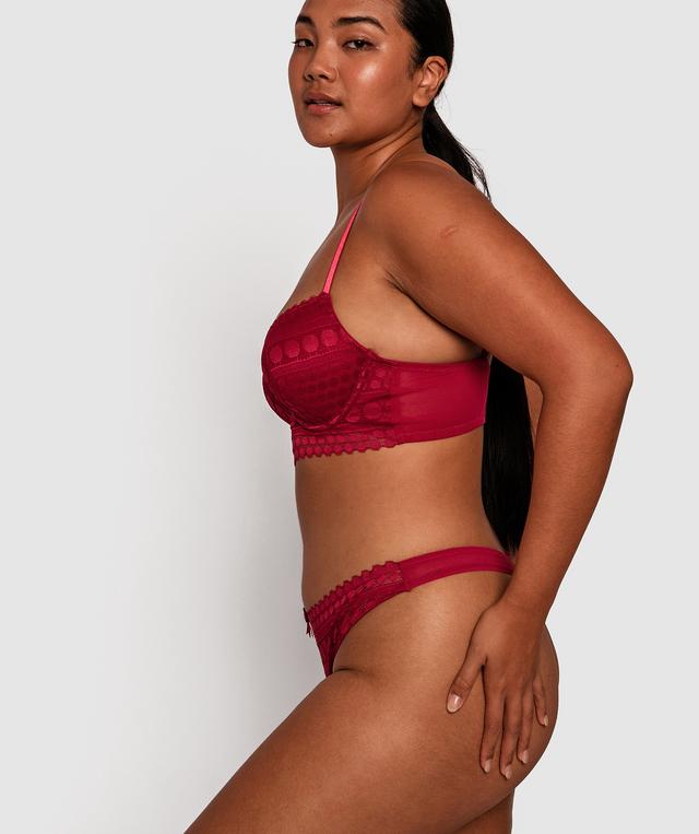 Dotty V String Knicker - Dark Red