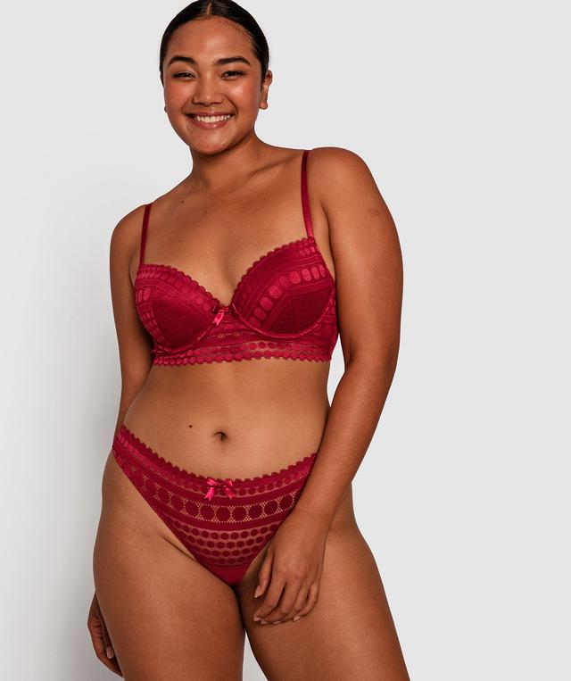 Dotty V String Knicker - Dark Red