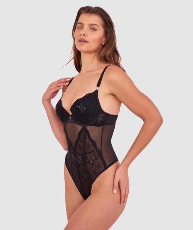 Dua Push Up Plunge Dentele Bodysuit - Black