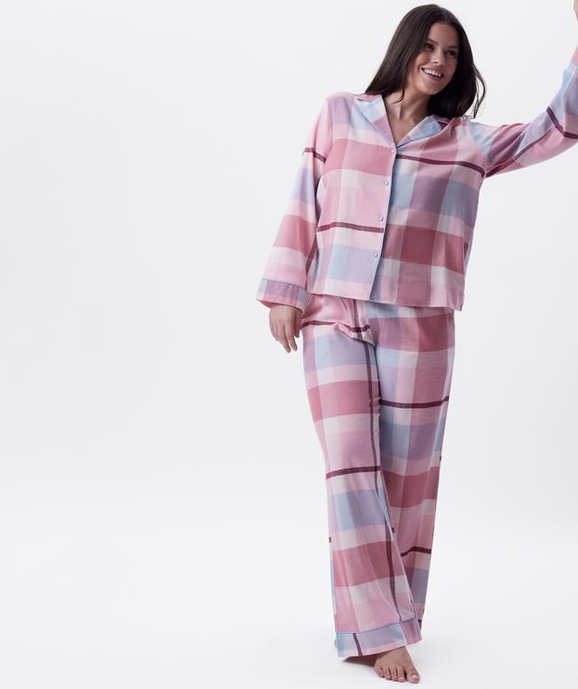 Azlin Long Pant-Print Check / Dusty Pink