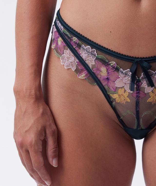Enchanted Idle Bloom High Leg Brazilian Knicker - Dark Green