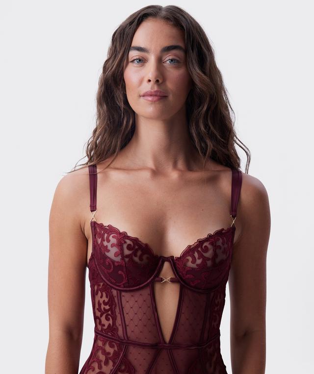 Vamp Yours Truly Push Up 1/4 Cup Bodysuit - Berry