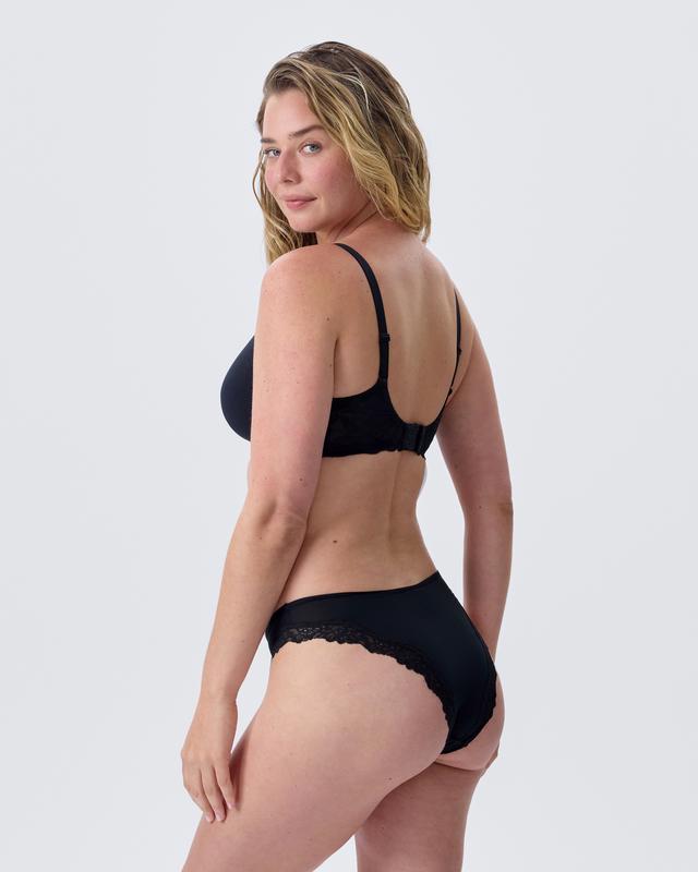 NKD High Leg Lace Brazilian Knicker - Black