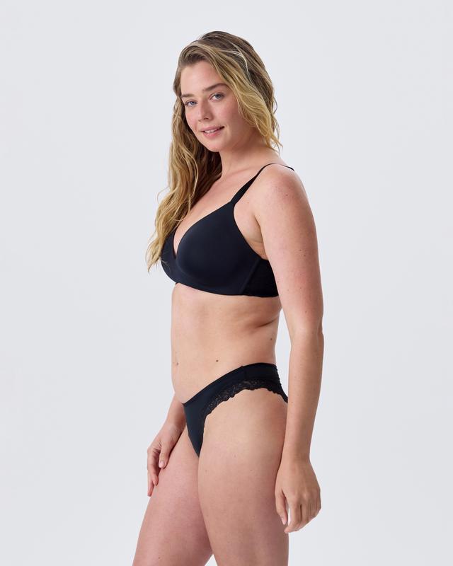 NKD High Leg Lace Brazilian Knicker - Black