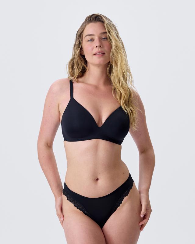 NKD High Leg Lace Brazilian Knicker - Black