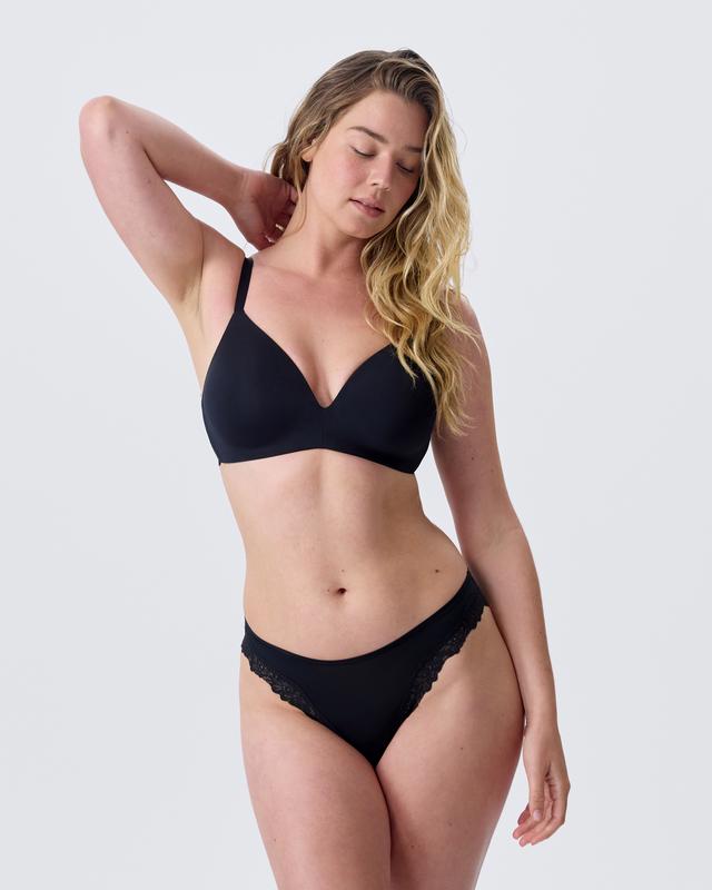 NKD High Leg Lace Brazilian Knicker - Black
