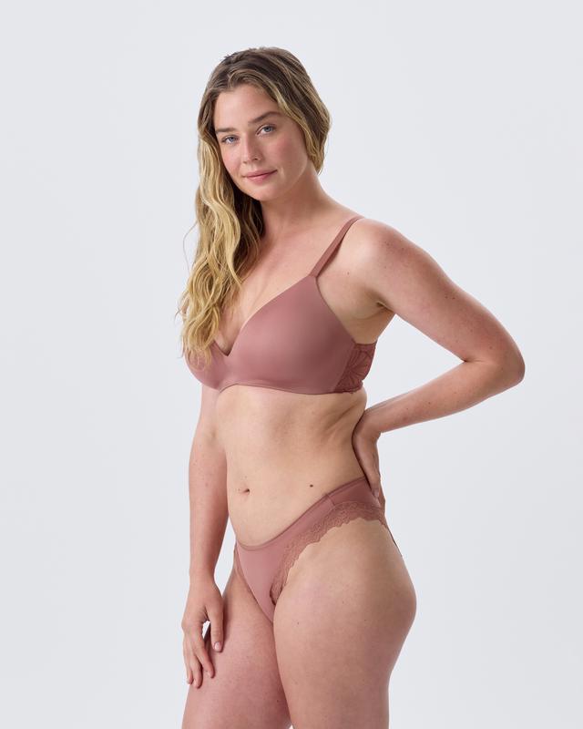 Nkd High Leg Lace Brazilian Knicker - Mocha