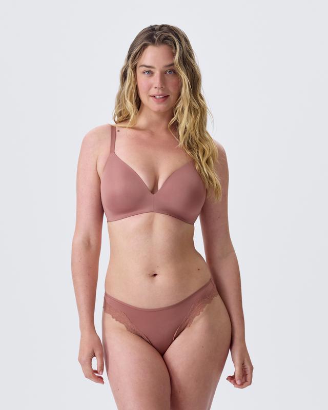 Nkd High Leg Lace Brazilian Knicker - Mocha