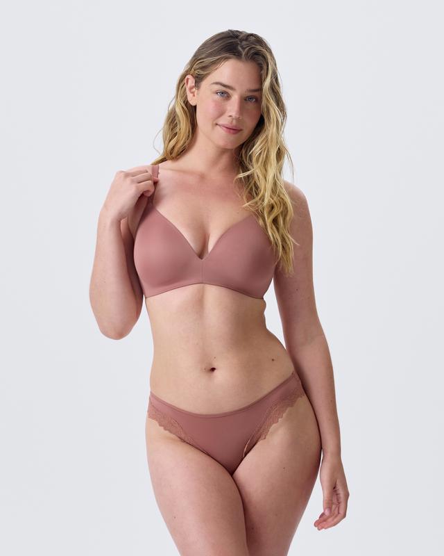 Nkd High Leg Lace Brazilian Knicker - Mocha