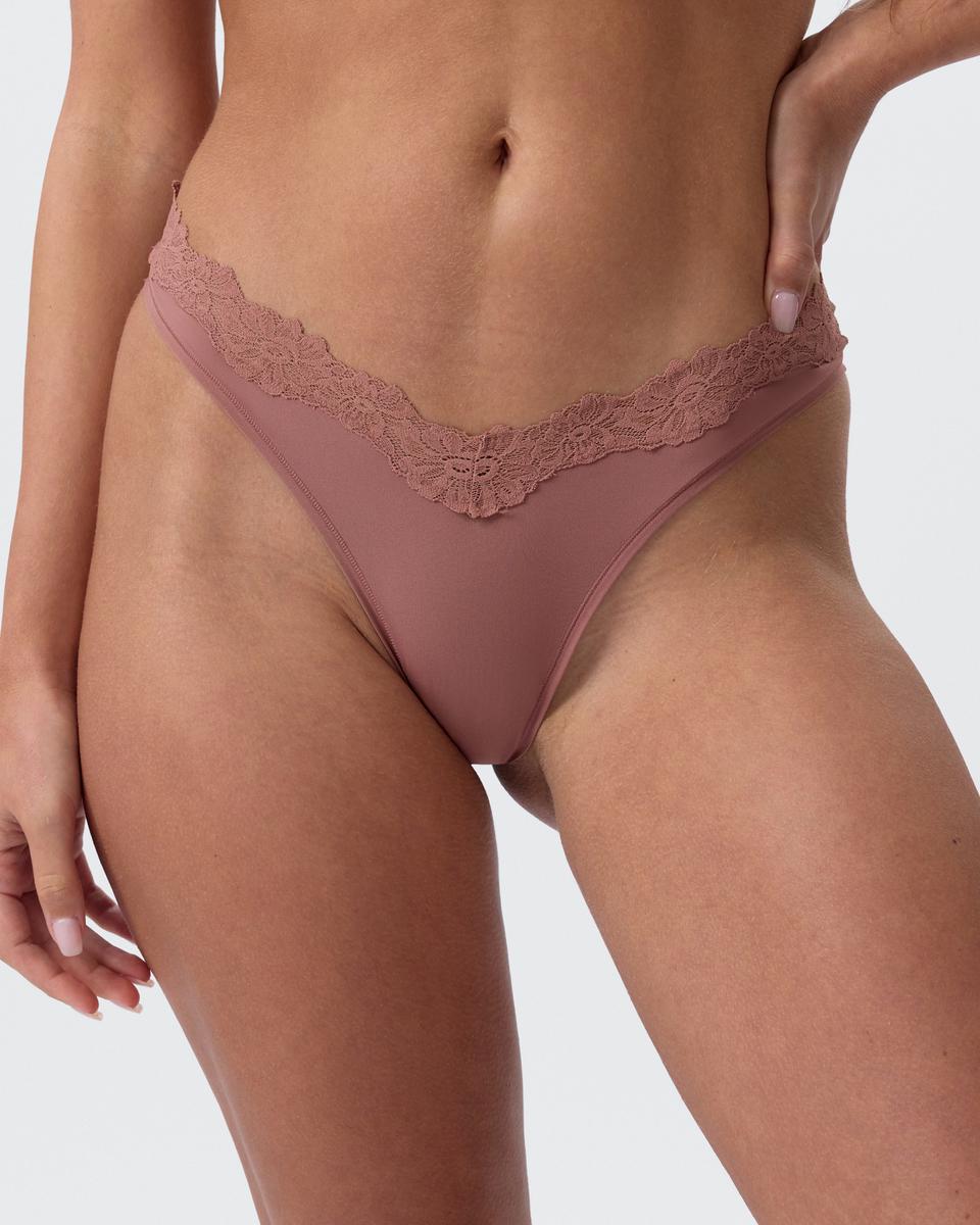 Nkd High Leg Lace G String - Mocha