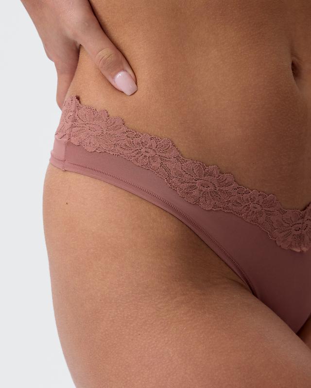 Nkd High Leg Lace G String - Mocha