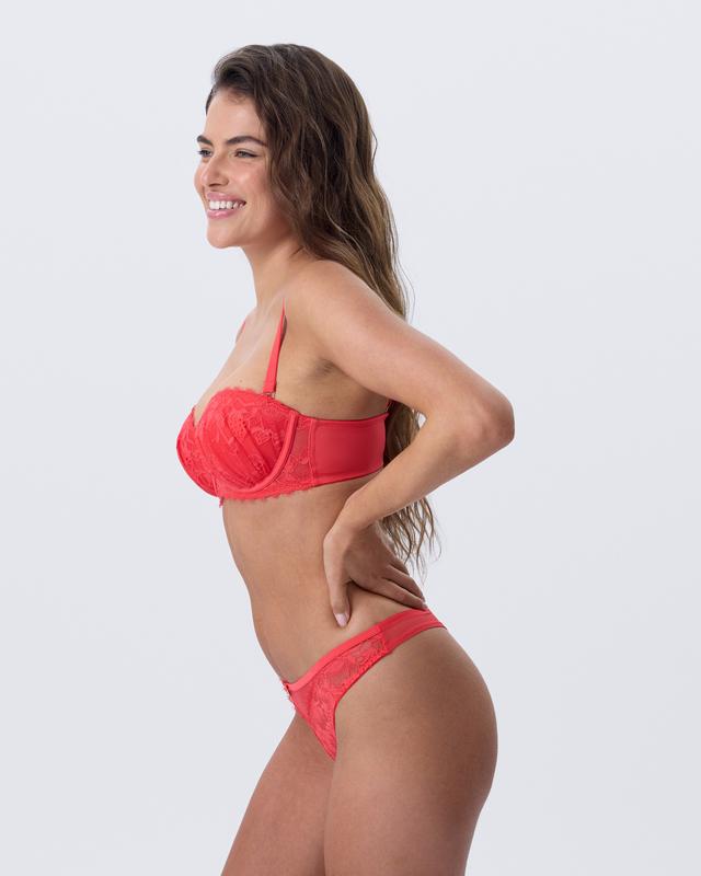 Anna High Leg G String - Light Red