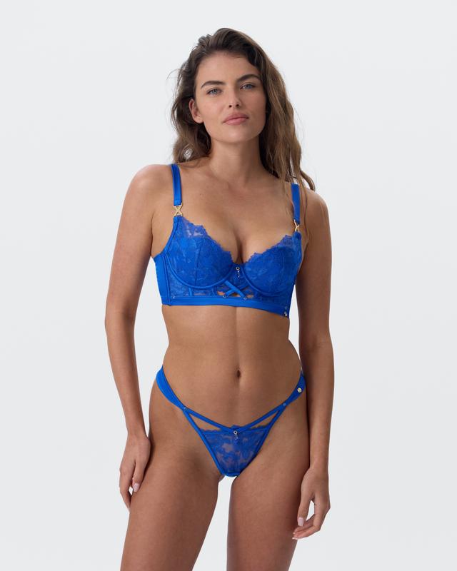 Vamp No Mercy High Leg String - Cobalt Blue