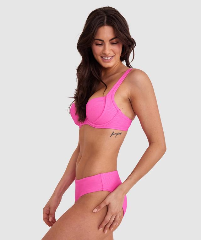 Planet Bliss Swim New Wave Double Push Up Top - Hot Pink