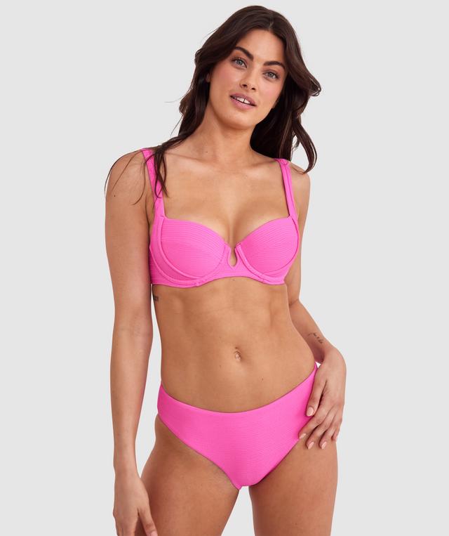 Planet Bliss Swim New Wave Double Push Up Top - Hot Pink