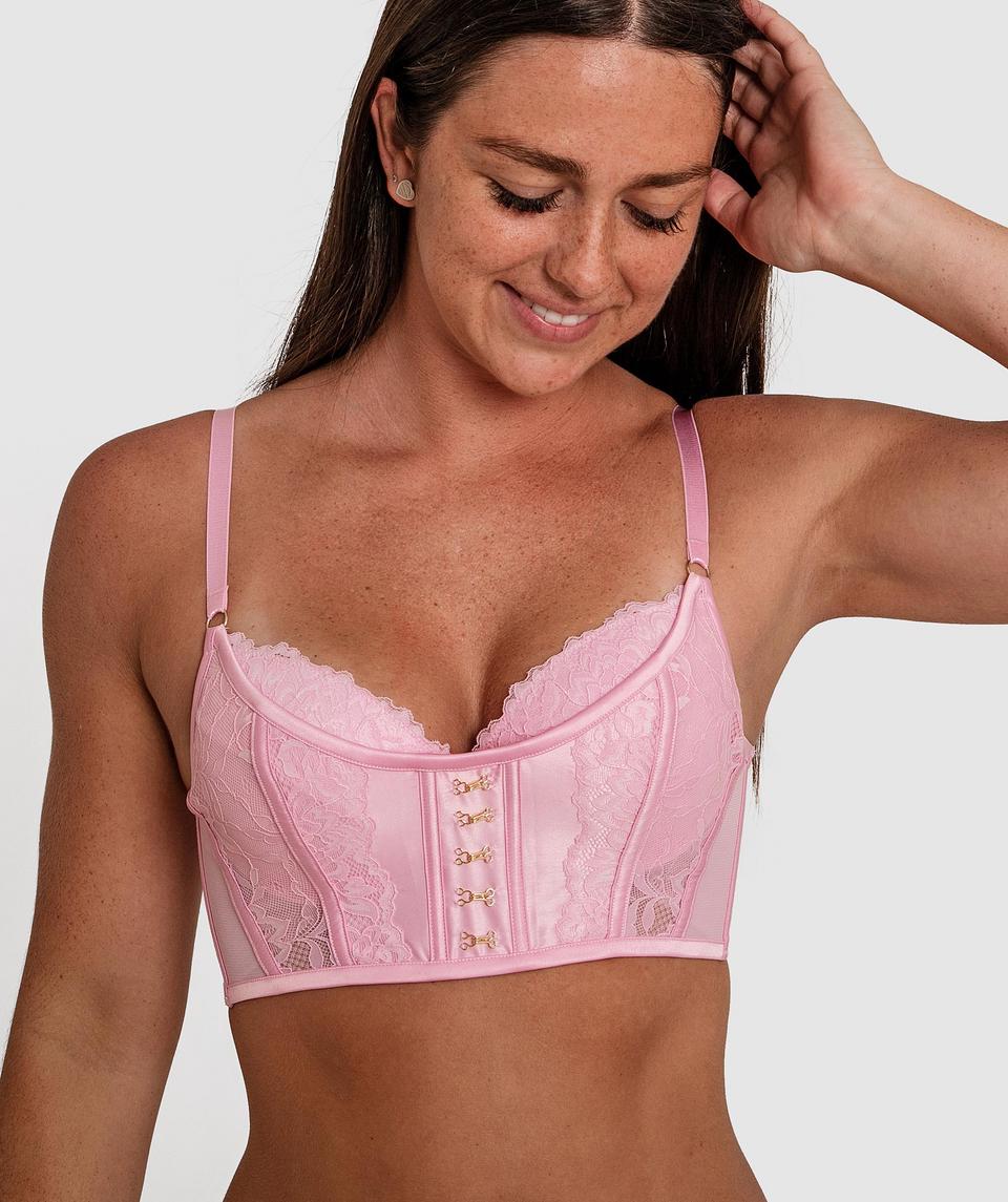 Edwina Push Up Corset Bra - Pink